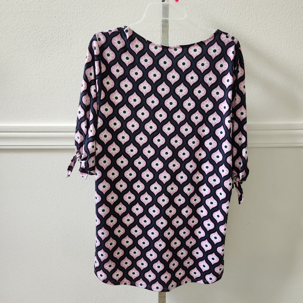 West Loop Bohemian Floral Women's Tunic Top Multicolor Tie Sleeve Design - Picture 8 of 9